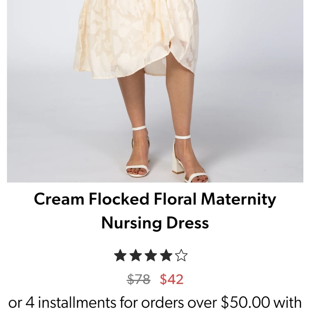 NWT Cream Flocked Floral Maternity Nursing Dress Size 1XL - Picture 7 of 9
